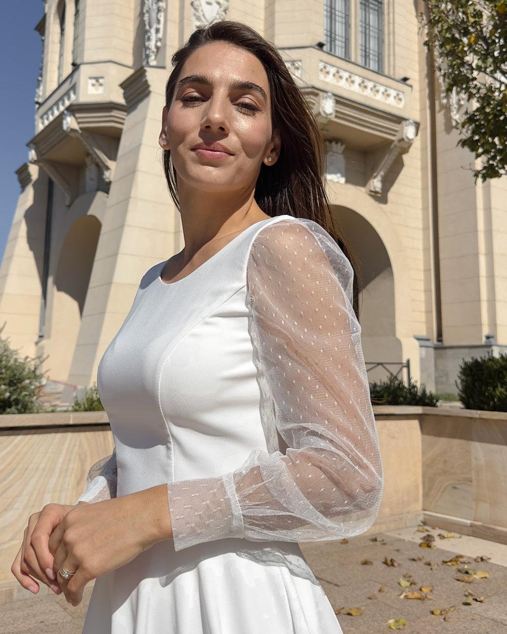 Weißes Midikleid für Partys, standesamtliche Trauungen