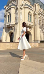 Rochie alba cununie civilă elegantă